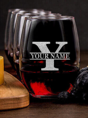 Family Monogram : Cheese Board Wine Glass Gift Sets - Engraved