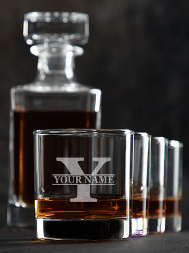 Family Monogram : Decanter Rocks Glass Gift Sets - Engraved
