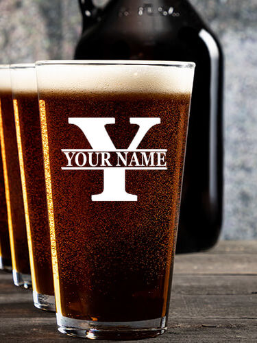 Family Monogram : Growler Pint Glass Gift Sets - Color Printed
