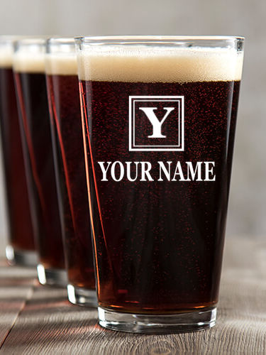 Square Monogram : Pint Glasses - Color Printed