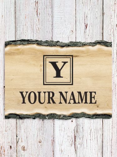 Square Monogram : Faux Sliced Log Plaque