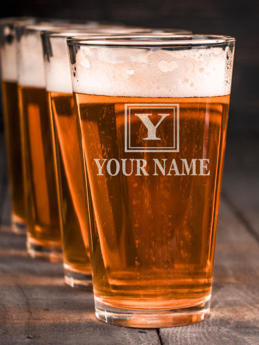 Square Monogram : Pint Glasses - Engraved