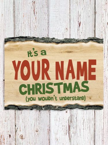 Family Christmas Thing : Faux Sliced Log Plaque