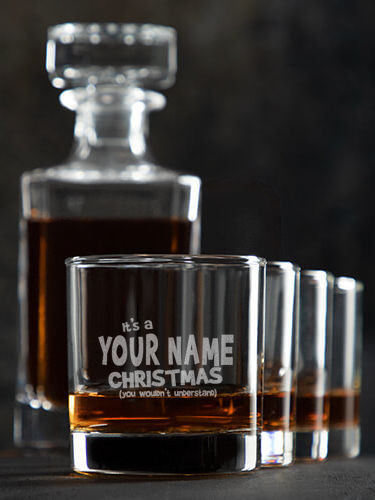 Family Christmas Thing : Decanter Rocks Glass Gift Sets - Engraved