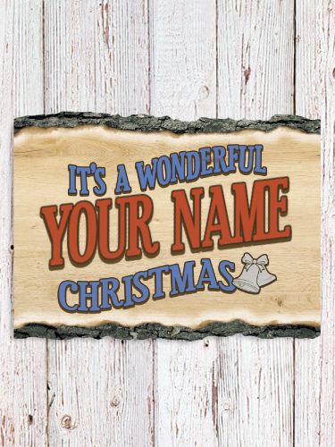 It's A Wonderful Christmas : Faux Sliced Log Plaque