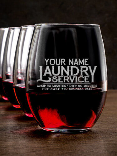 Laundry Service : Stemless Wine Glasses - Engraved