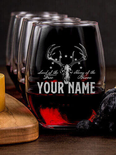 American Hunter : Cheese Board Wine Glass Gift Sets - Engraved