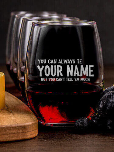 Can't Tell 'Em Much : Cheese Board Wine Glass Gift Sets - Engraved