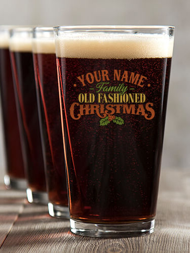 Old Fashioned Christmas : Pint Glasses - Color Printed