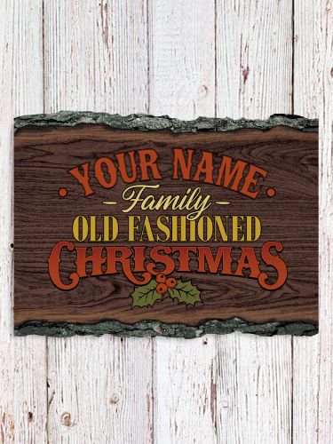 Old Fashioned Christmas : Faux Sliced Log Plaque