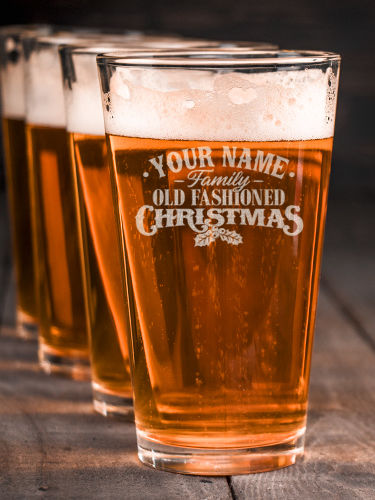Old Fashioned Christmas : Pint Glasses - Engraved