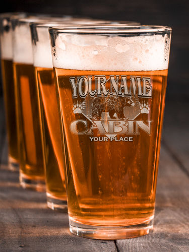 Bear Cabin : Pint Glasses - Engraved