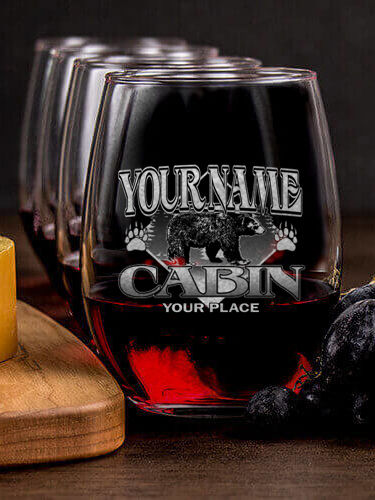 Bear Cabin : Cheese Board Wine Glass Gift Sets - Engraved
