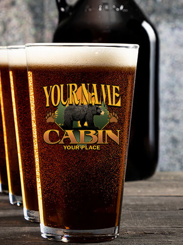 Bear Cabin : Growler Pint Glass Gift Sets - Color Printed