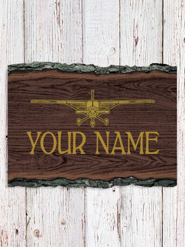 Airplane : Faux Sliced Log Plaque