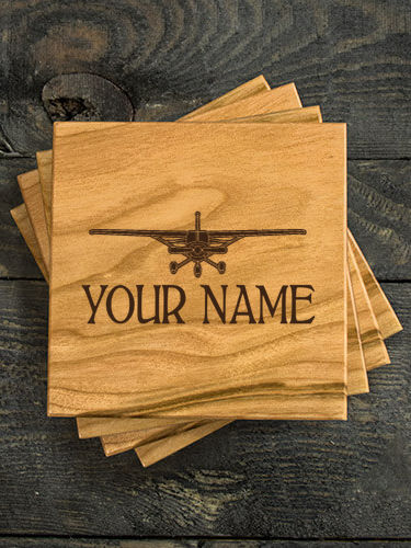 Airplane : Coasters - Engraved
