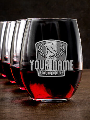 Product Of Italy : Stemless Wine Glasses - Engraved