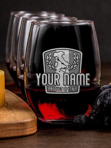 Product Of Italy : Cheese Board Wine Glass Gift Sets - Engraved