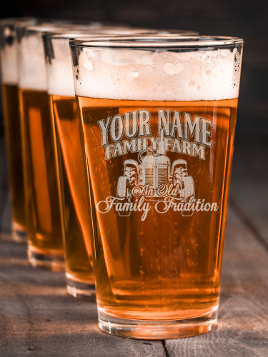 Farming Family Tradition : Pint Glasses - Engraved