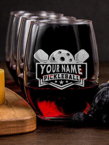 Pickleball : Cheese Board Wine Glass Gift Sets - Engraved