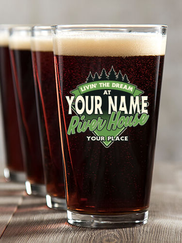 Livin' The Dream River House : Pint Glasses - Color Printed