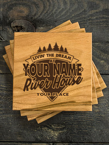 Livin' The Dream River House : Coasters - Engraved