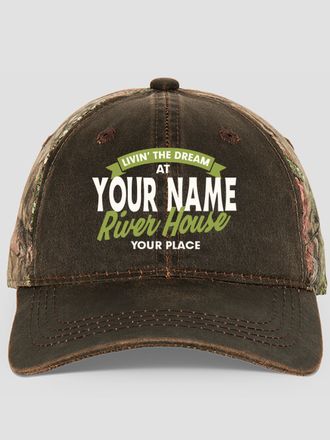 Livin' The Dream River House : Embroidered 2-Tone Camo Hats