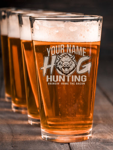 Hog Hunting : Pint Glasses - Engraved