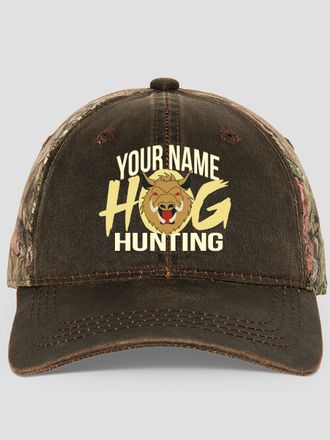 Hog Hunting : Embroidered 2-Tone Camo Hats
