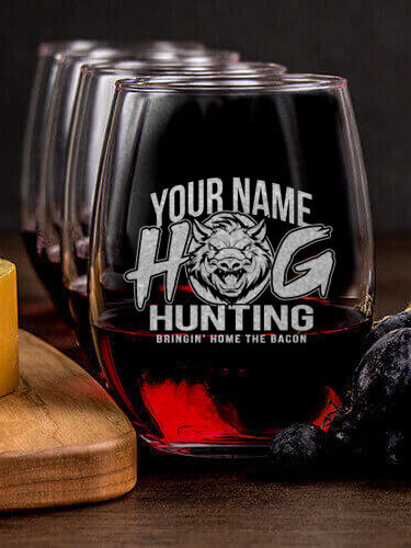 Hog Hunting : Cheese Board Wine Glass Gift Sets - Engraved