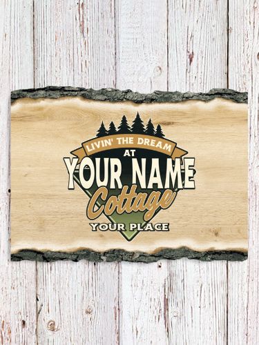 Livin' The Dream Cottage : Faux Sliced Log Plaque
