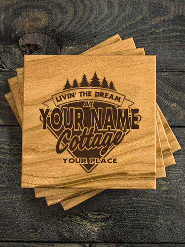 Livin' The Dream Cottage : Coasters - Engraved