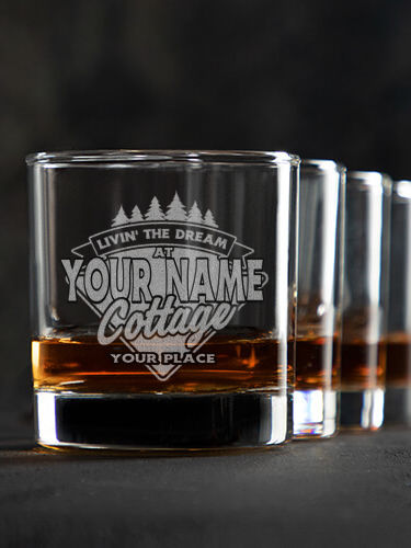 Livin' The Dream Cottage : Rocks Glasses - Engraved