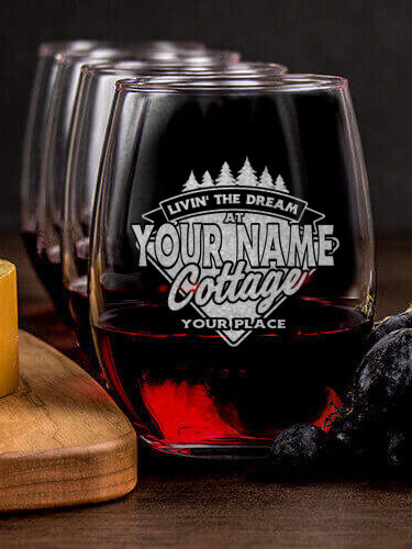 Livin' The Dream Cottage : Cheese Board Wine Glass Gift Sets - Engraved