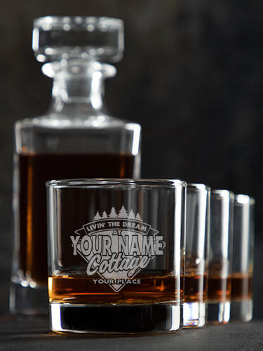 Livin' The Dream Cottage : Decanter Rocks Glass Gift Sets - Engraved