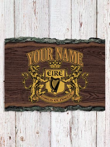 Irish Crest : Faux Sliced Log Plaque