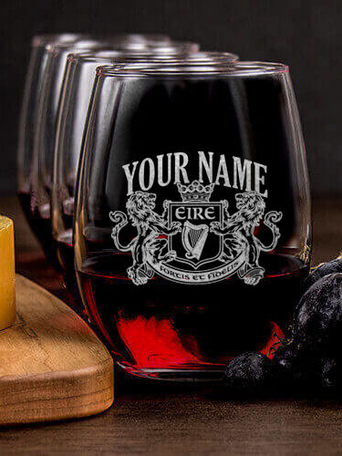Irish Crest : Cheese Board Wine Glass Gift Sets - Engraved