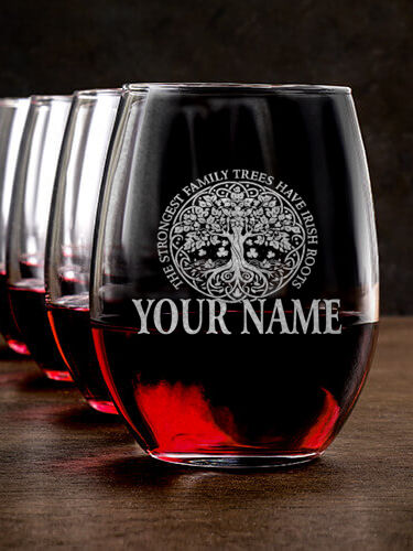 Irish Roots : Stemless Wine Glasses - Engraved