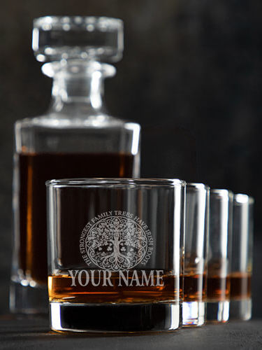 Irish Roots : Decanter Rocks Glass Gift Sets - Engraved