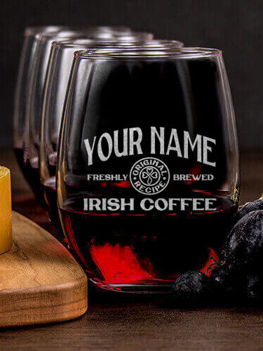 Irish Coffee : Cheese Board Wine Glass Gift Sets - Engraved