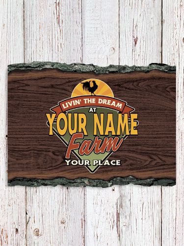 Livin' The Dream Farm : Faux Sliced Log Plaque