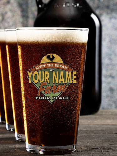 Livin' The Dream Farm : Growler Pint Glass Gift Sets - Color Printed