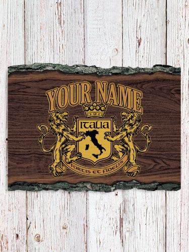 Italian Crest : Faux Sliced Log Plaque
