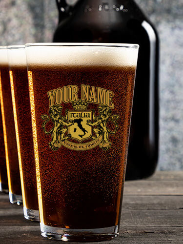 Italian Crest : Growler Pint Glass Gift Sets - Color Printed