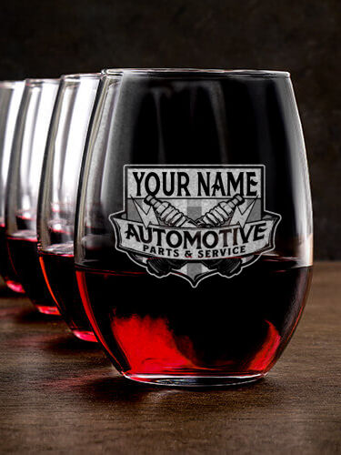 Vintage Automotive : Stemless Wine Glasses - Engraved