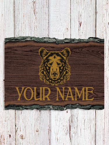 Bear : Faux Sliced Log Plaque