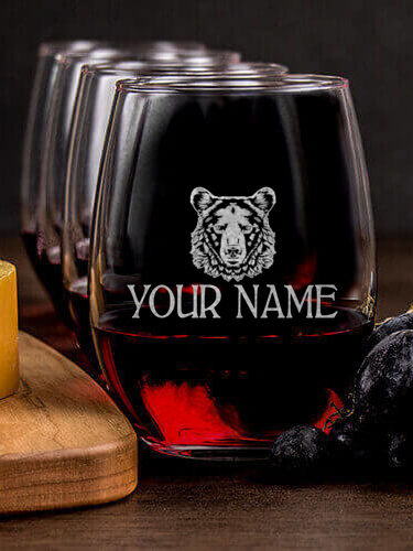 Bear : Cheese Board Wine Glass Gift Sets - Engraved