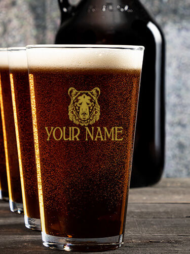 Bear : Growler Pint Glass Gift Sets - Color Printed