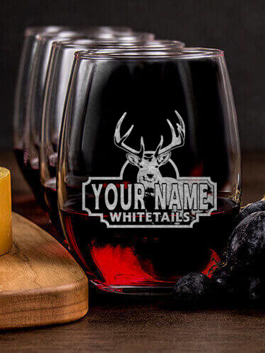 Whitetails : Cheese Board Wine Glass Gift Sets - Engraved