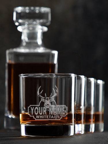 Whitetails : Decanter Rocks Glass Gift Sets - Engraved